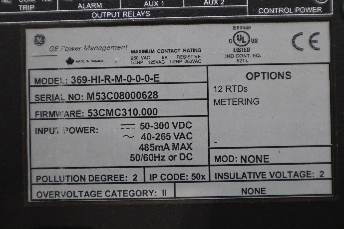 Used GENERAL ELECTRIC 369-HI-R-M-0-0-0-E 50-300VDC - NEW NO BOX - STOCK 1860CC