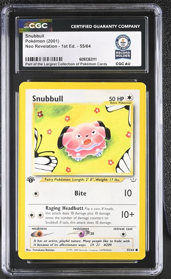 Used 2001 POKEMON NEO REVELATION 1ST EDITION #55 SNUBBULL CGC WORLD RECORD 1/1