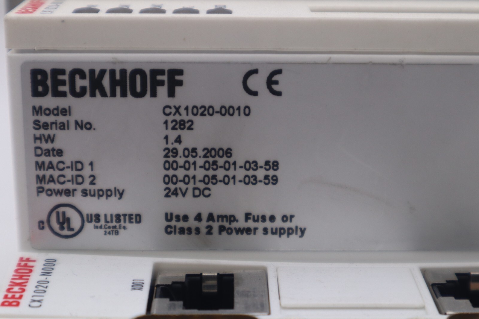 Used BECKHOFF CX1020-0010/CX1100-0004 BASIC CPU MODULE CPU WITH 2 ETHERNET PORT #5103