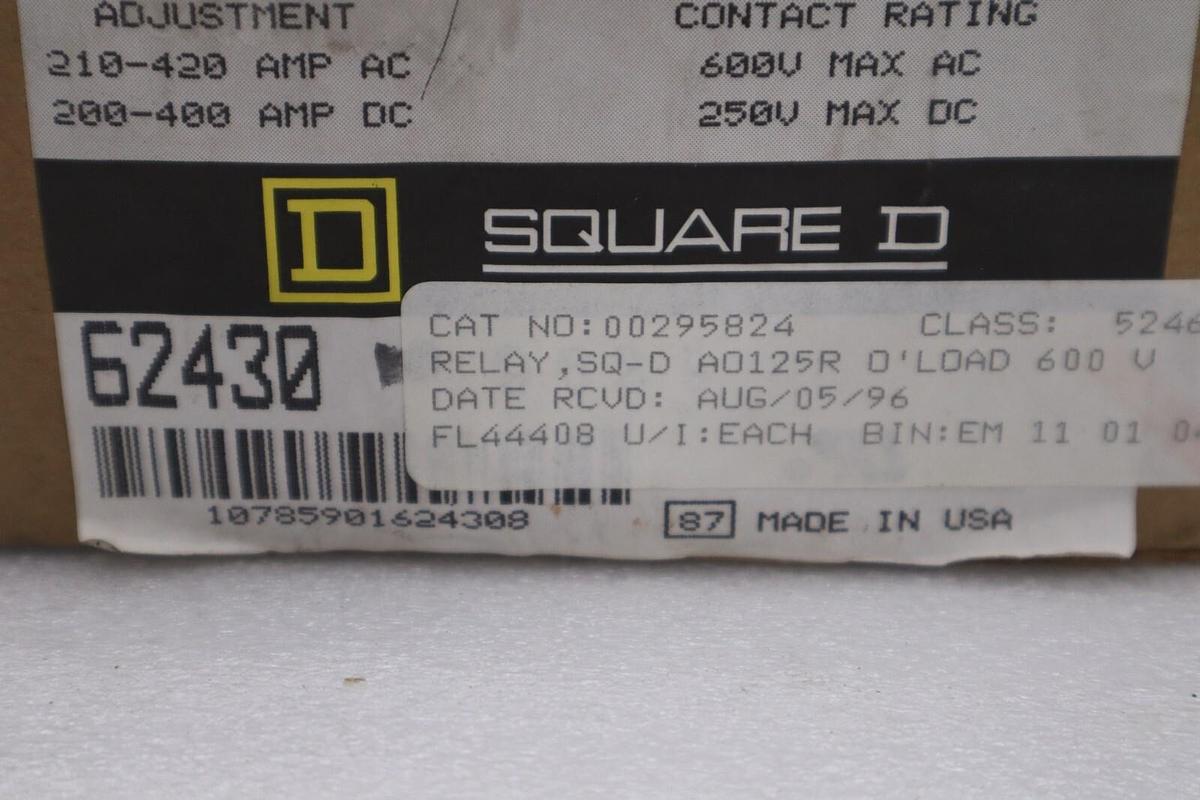 Used NEW SCHNEIDER ELECTRIC 9055 AO-125R/ 9055A0125R CURRENT RELAY MAGNETIC #G552A