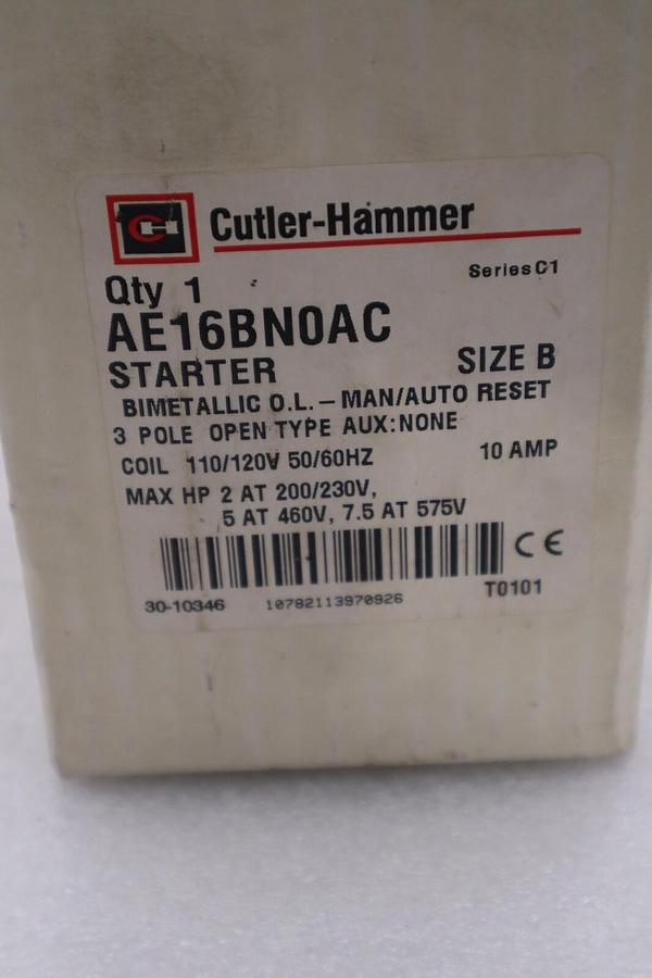 NEW Cutler Hammer AE16BN0AC Size B Starter 3 Pole 10 AMP Open Type STOCK 5448