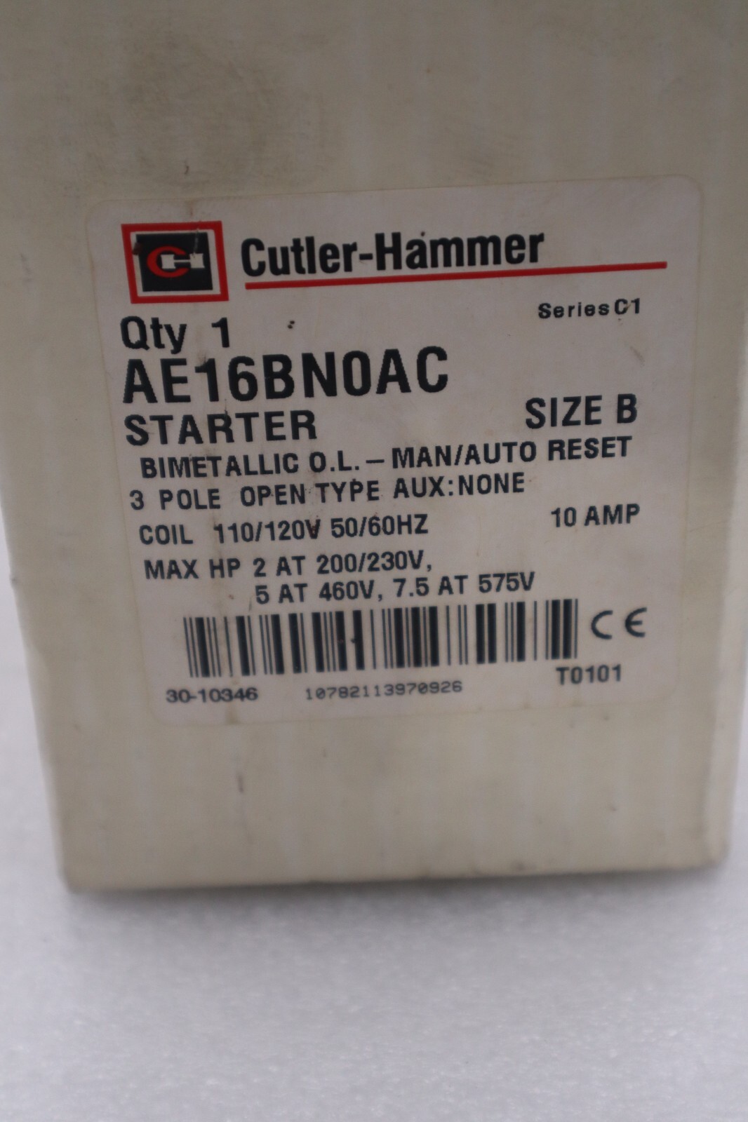 NEW Cutler Hammer AE16BN0AC Size B Starter 3 Pole 10 AMP Open Type STOCK 5448