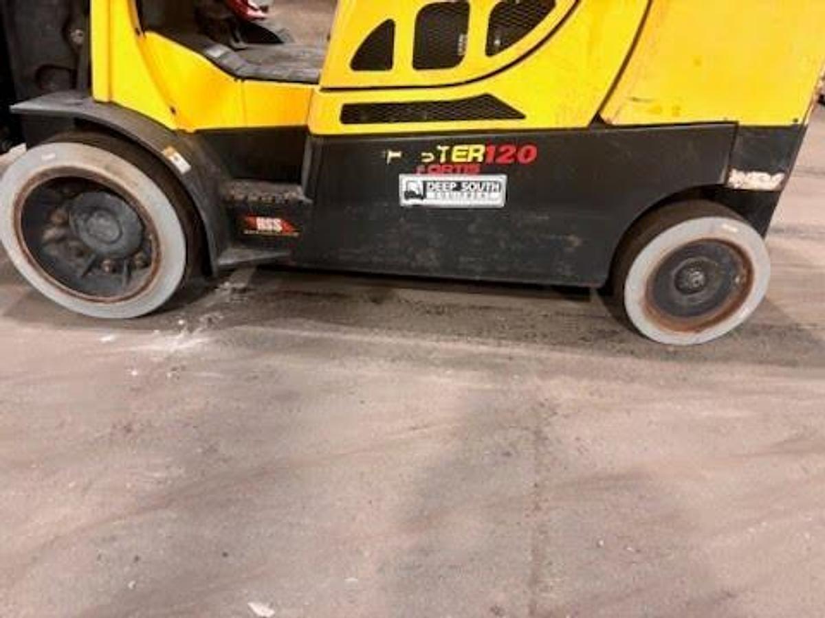Used 12,000 HYSTER MODEL S120FTPRS LH92"/RH185" WITH 72" CASCADE PAPER ROLL CLAMP