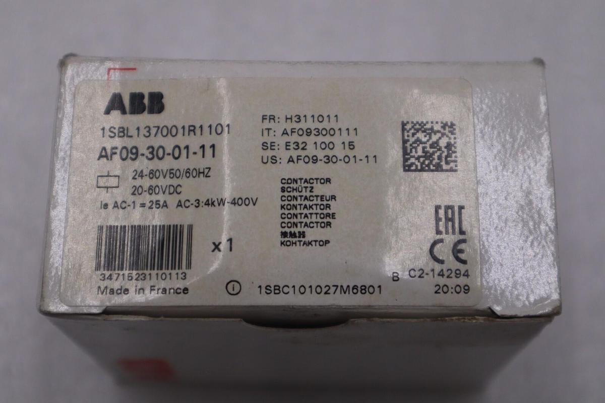 New ABB AF09-30-01-11/ AF09300111 CONTACTOR 20-60VSTOCK H275A