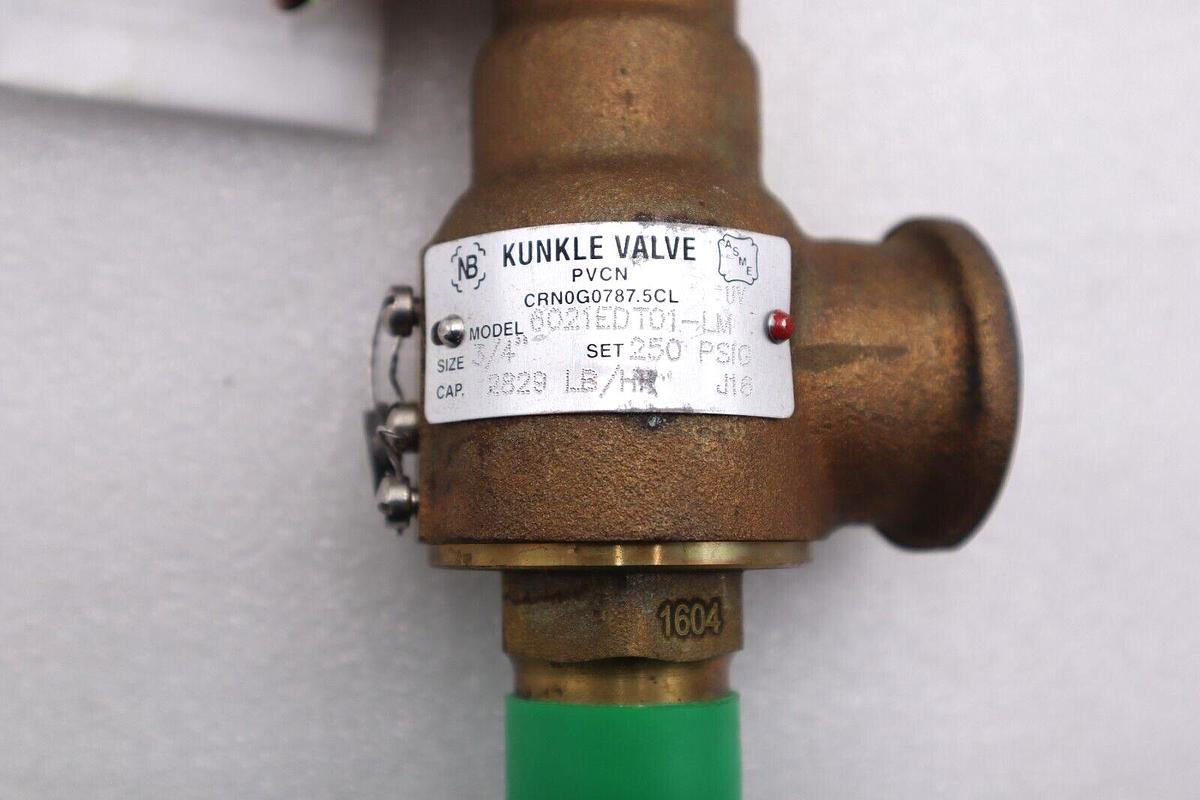 NEW KUNKLE 6021EDT01-LM RELIEF VALVE 3/4" 250 PSIG CAP 2829 LB/R J16 #L-628