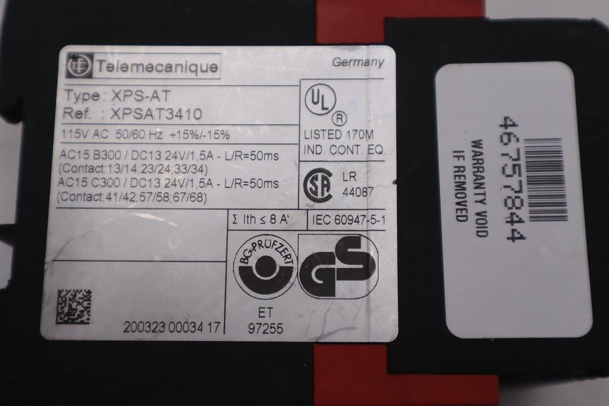 Used TELEMECANIQUE XPSAT5110 XPS-AT 24VAC 1.5A - NEW NO BOX - STOCK 854B