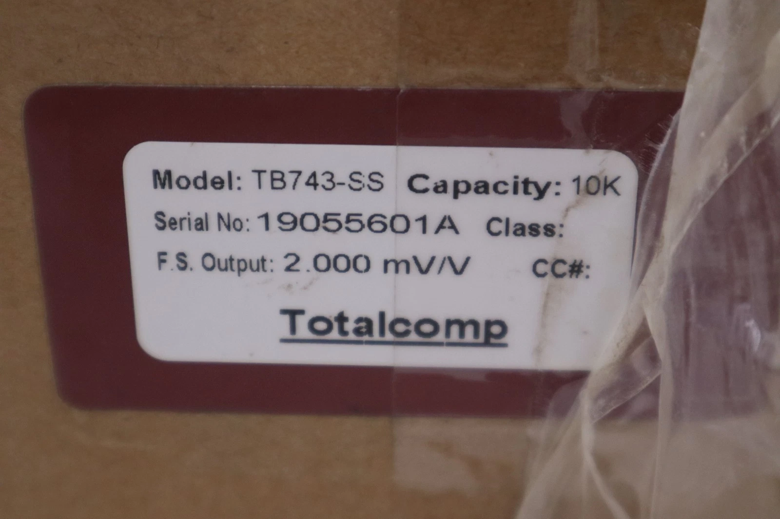 Used TOTALCOMP TB743-SS 10K Load Cell 10,000lbs - NEW IN BOX - STOCK GF1043