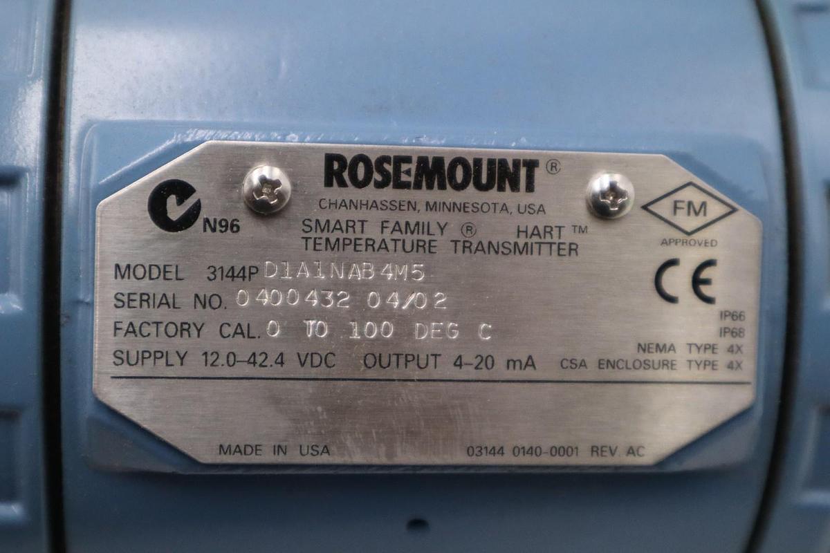 Rosemount 3144P D1A1NAB4M5/ 3144PD1A1NAB4M5 SMART TEMPERATURE TRANSMITTER 3096CC