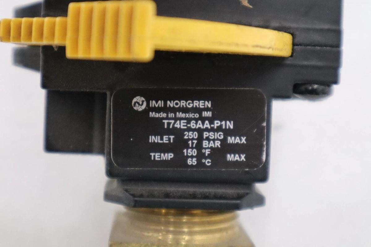 NEW OPEN BOX Norgren Shut Off Valve T74E-6AA-P1N STOCK H1164