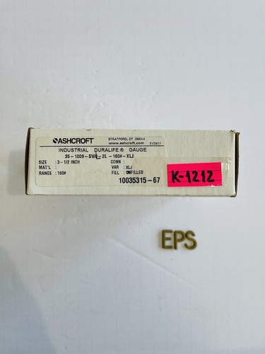 Used Ashcroft Duralife Pressure Gauge, 0-160 PSI, Welded AISI 316 Tube #K-1212