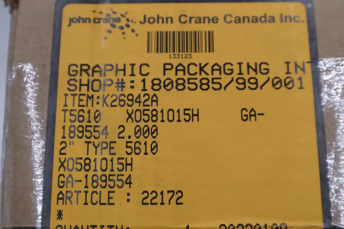 John Crane TYPE 5610 SIZE 2" X0581015H - NEW IN BOX - STOCK GF937
