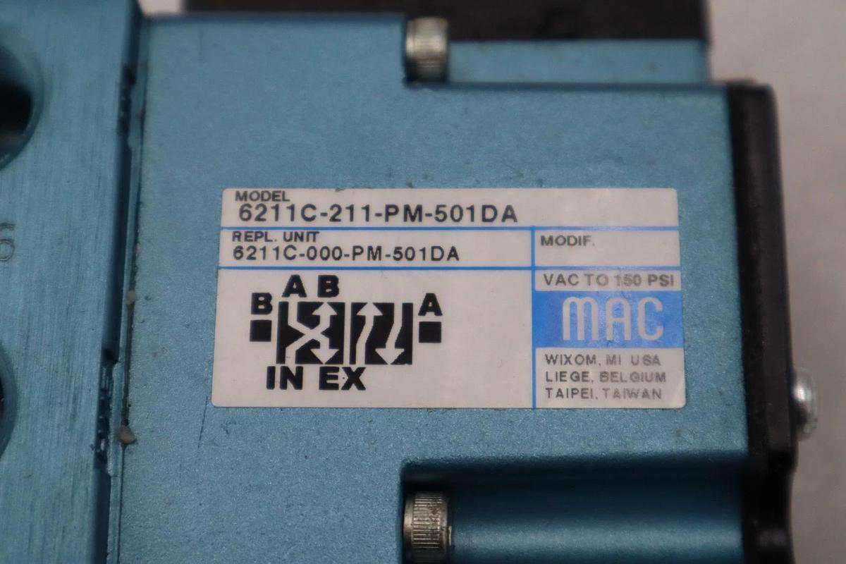 Used NEW MAC 6211C-211-PM-501DA SOLENOID VALVE 4-WAY SINGLE SOLENOID STOCK H1474