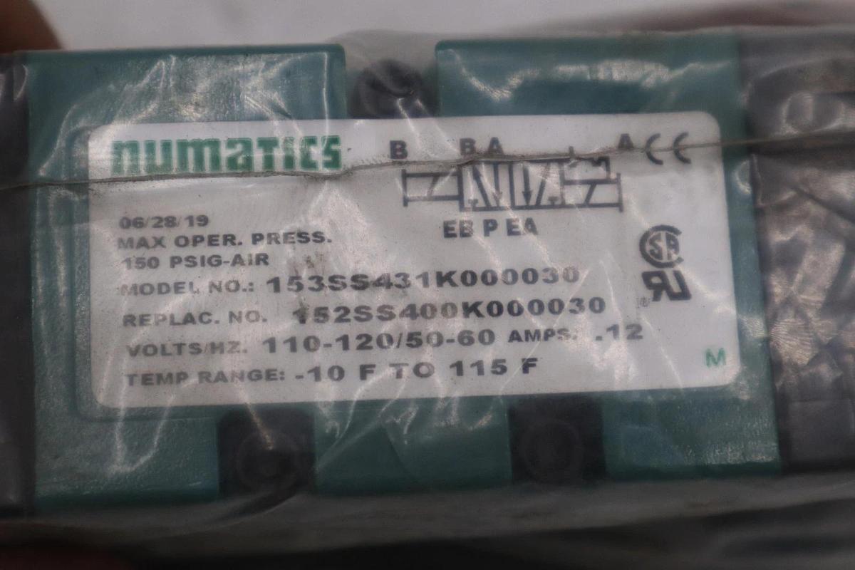 Used Numatics 153SS431K000030 Pneumatic Solenoid Valve 110-120v-ac 150psi NEW #5650CC
