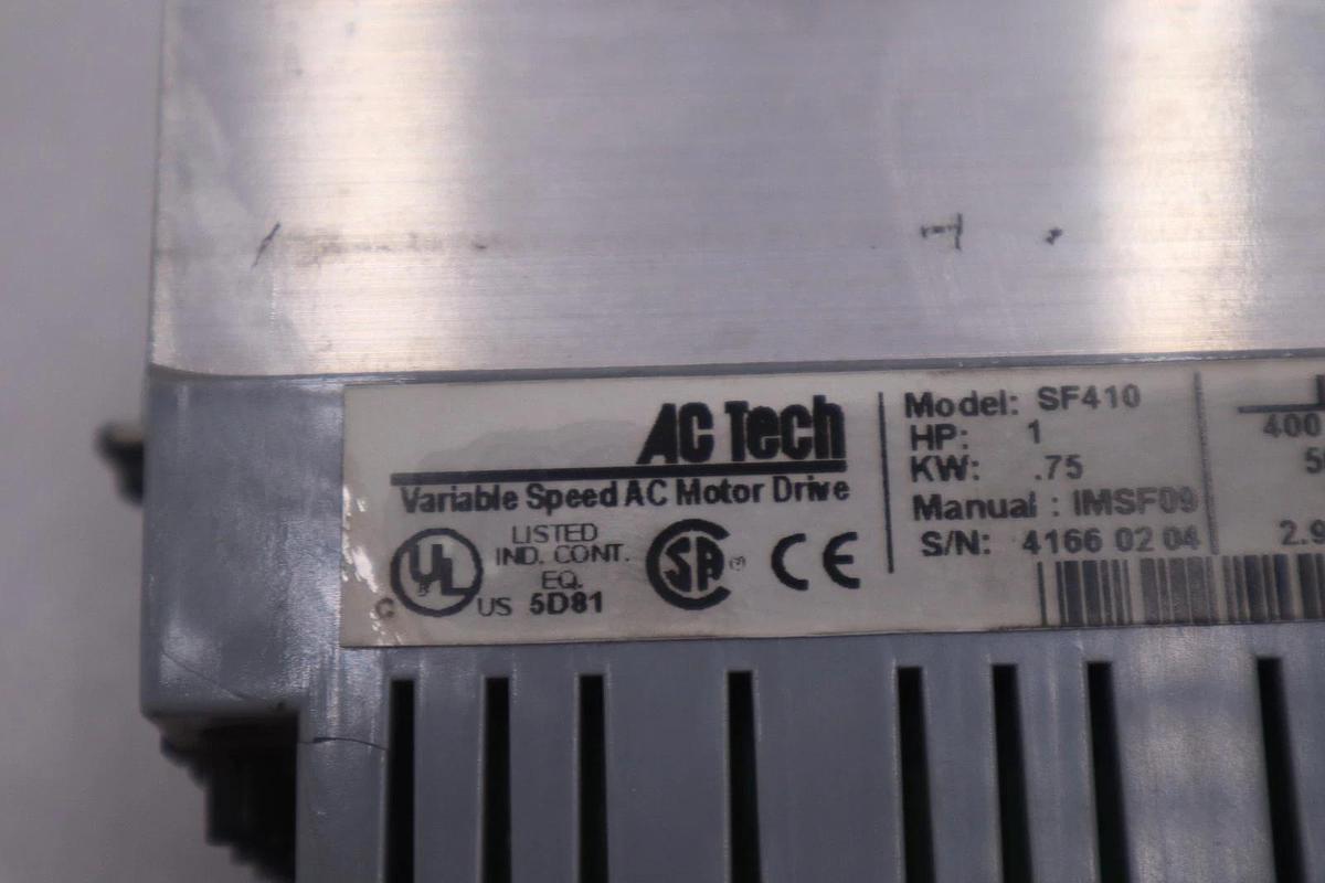 Used AC TECH SF410 VARIABLE SPEED DRIVE 1HP 480V STOCK K1129A
