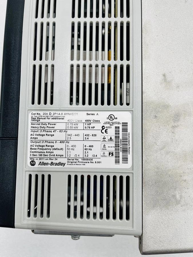 ALLEN BRADLEY 20AD2P1A0AYNAEG0 POWERFLEX 70 ADJUSTABLE FREQUENCY AC DRIVE #2250