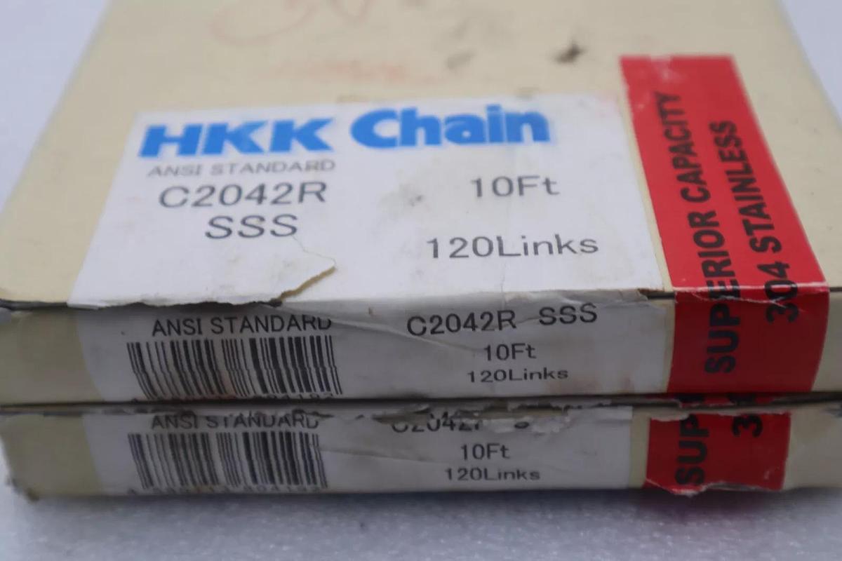 HKK CHAIN C2042R SSS NEW 10' SUPER CAPACITY ROLLER CHAIN 120 LINKS STOCK 5111