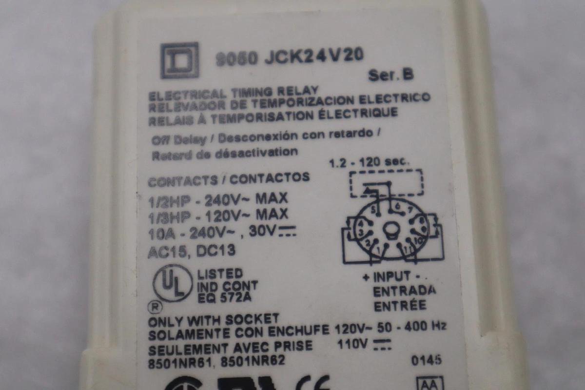 LOT OF 2 --- Square D 9050 JCK24V20 Timing Relay NEW OPEN BOX STK GF699A