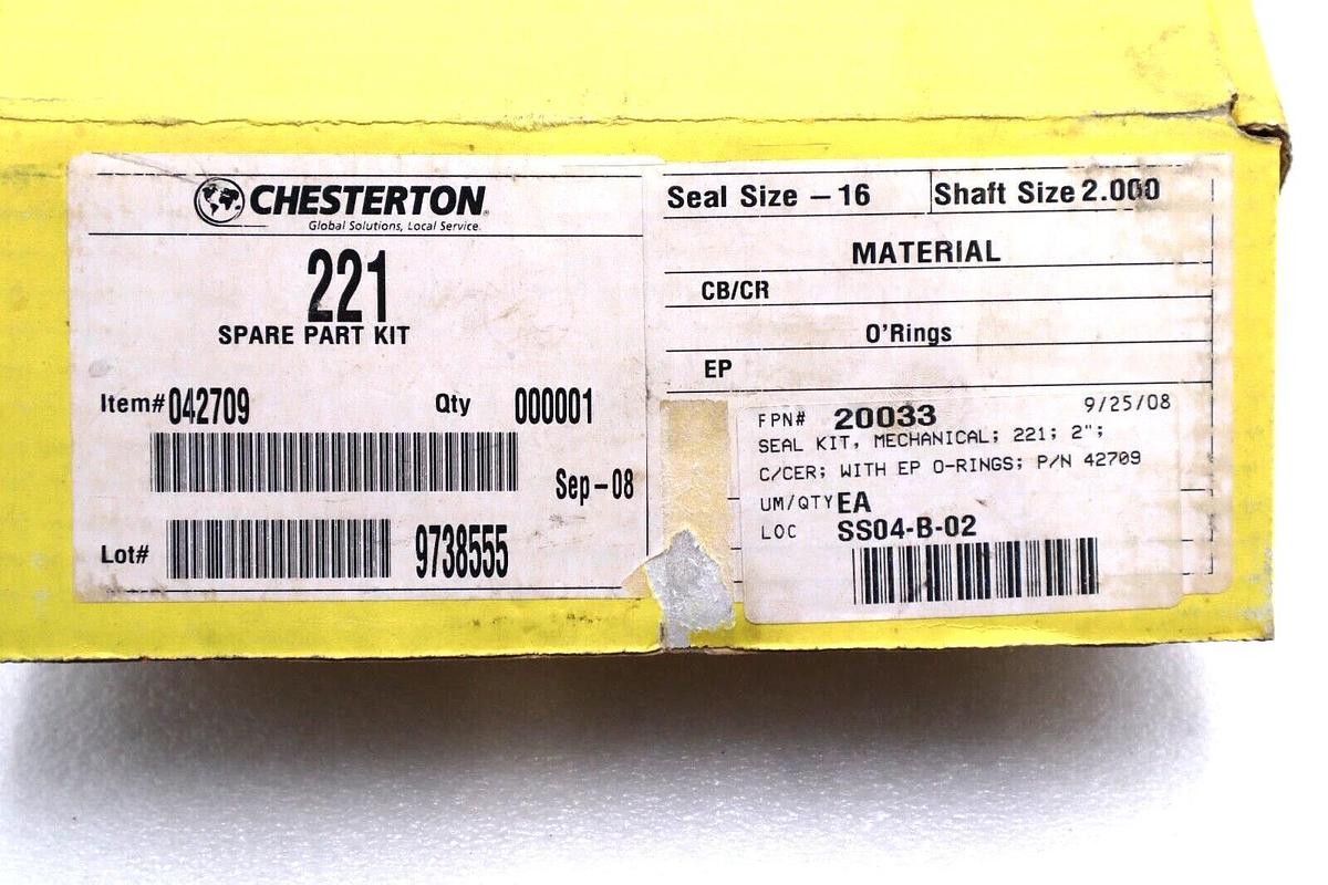 NEW CHESTERTON 042709 221 SPARE PART KIT SPLIT STEAL SEAL-16 SHAFT/2.000 #L-455