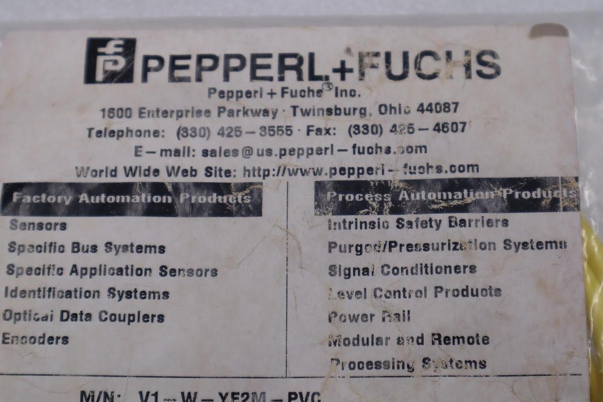 Pepperl & Fuchs V1-W-YE2M-PVC 4-Pin 90 Degree Female Cordset STOCK K-3908