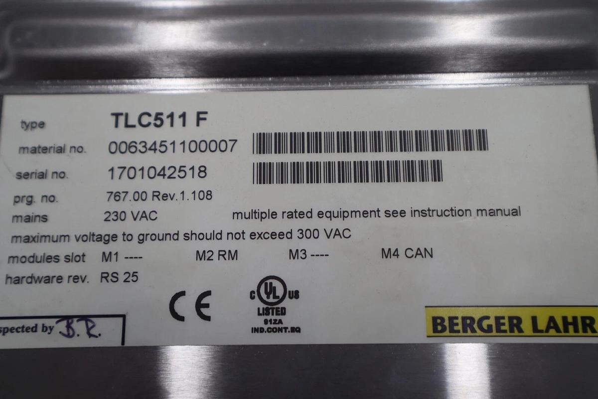 Used Bereger Lahr TLC511 F Servo Drive POSITIONING CONTROLLER 5 AMP STOCK B-698