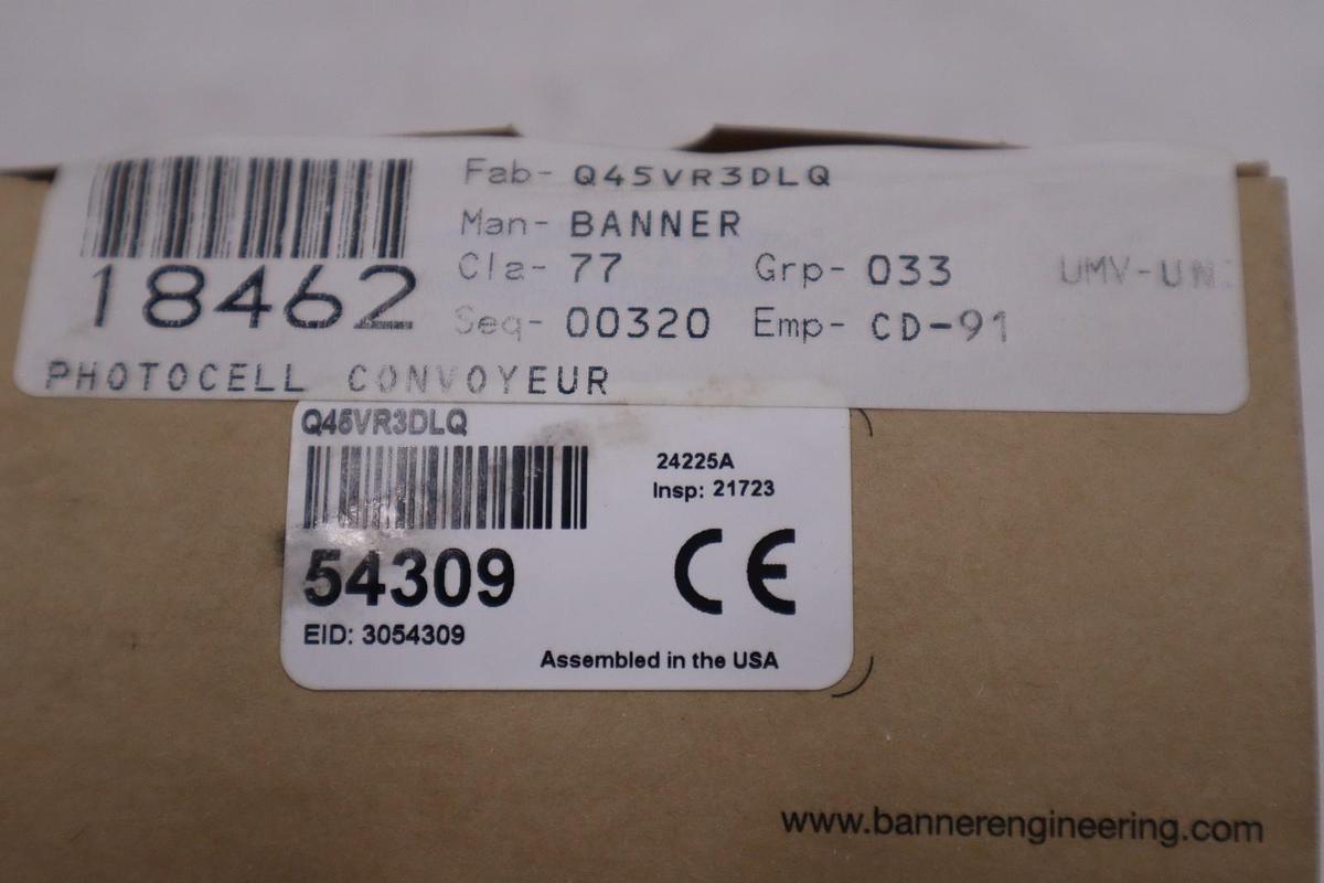 BANNER ENGINEERING Q45VR3DLQ Photoelectric Sensor - STOCK GF840
