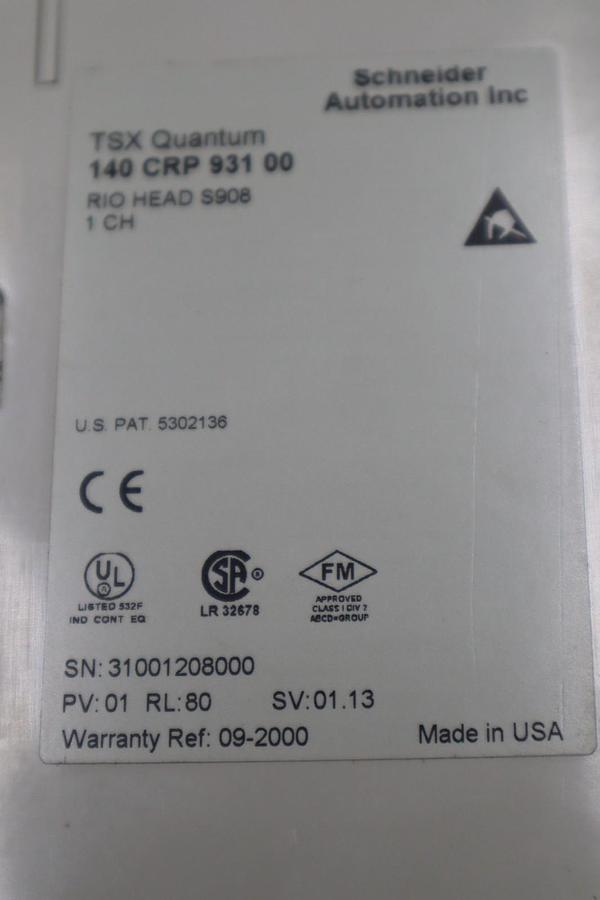 SCHNEIDER ELECTRIC 140-CRP-931-00/ 140CRP93100 PLC MODULE STOCK H1772