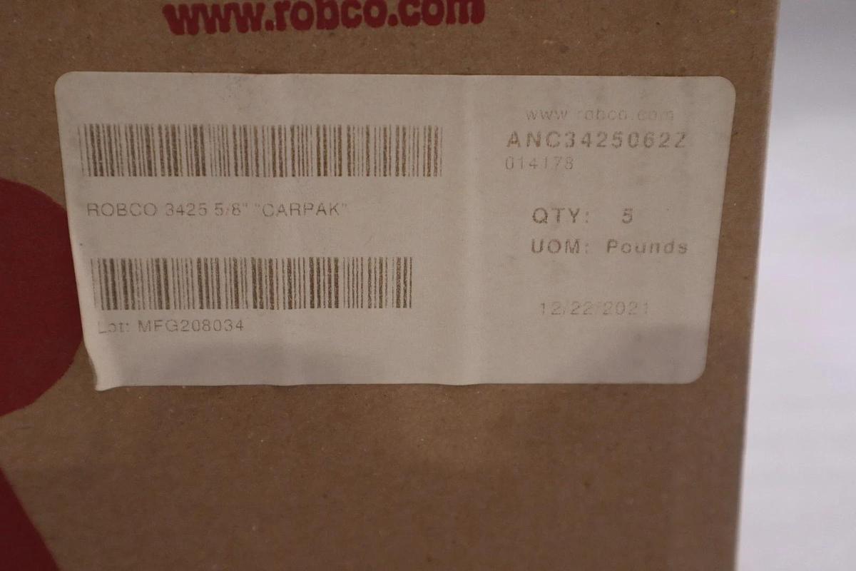 Used ROBCO ANC3425062Z 3425 5/8" CARPAK 5 POUNDS - NEW IN BOX - STOCK GF851