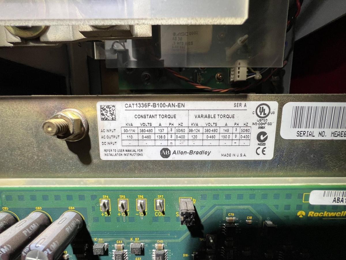 Used Allen-Bradley 1336 AC Drive 1336F-B100-AN-EN 100 HP 460V USED VFD SER A