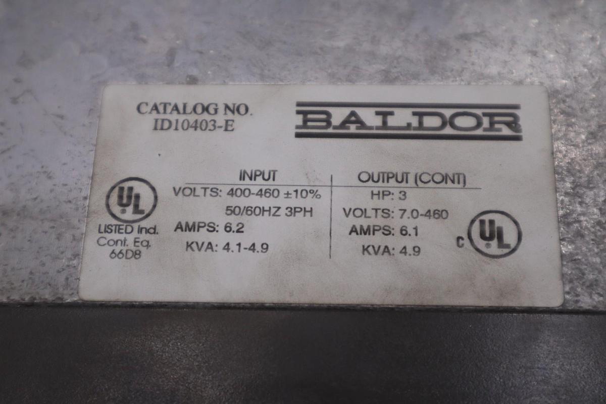 Used BALDOR RELIANCE MODEL ID10403-E DRIVE 3HP 400/460VAC 50/60HZ STOCK 5267A