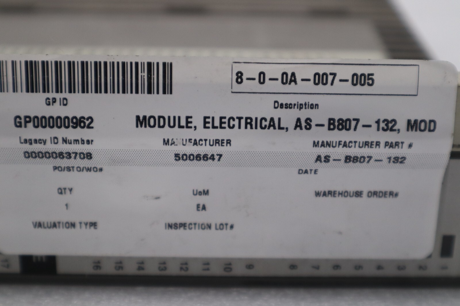 Used AEG Modicon Input Module AS-B807-132 120VAC STOCK 340-C