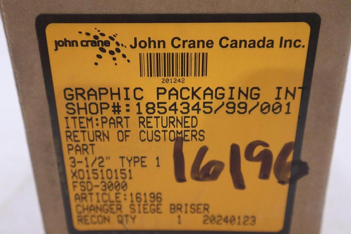 Used John Crane FSD3000 Spring Seal Assembly 3.5" NEW IN BOX STOCK GF-940