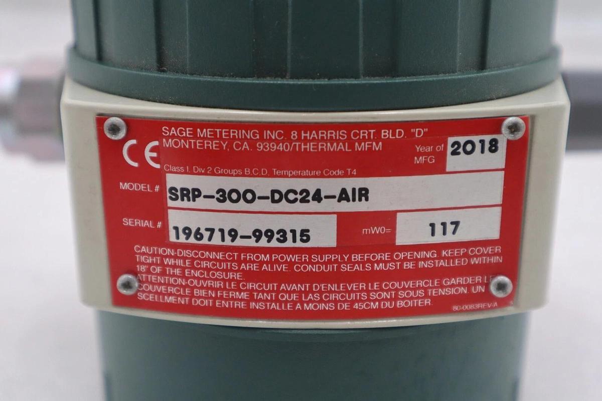 Used SAGE PRIME SRP-300-DC24-AIR INSERTION NATURAL GAS FLOW METER STOCK 4880