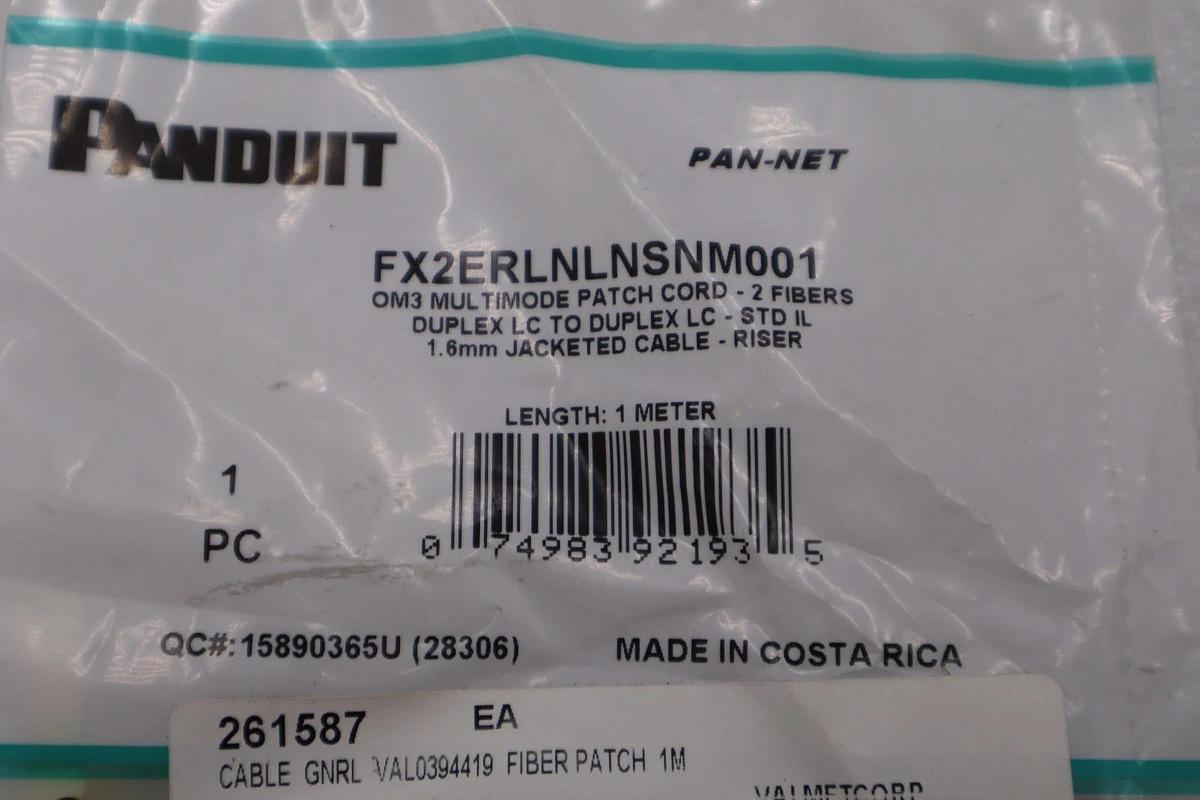 Panduit FX2ERLNLNSNM001 Fiber Patch Cord: Multi-Mode STOCK H1648A