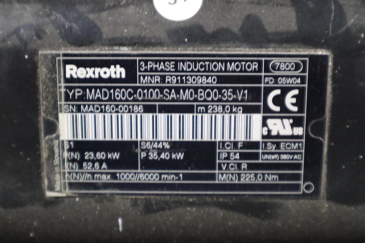 Used Rexroth R911309840 Servo 3ph Induction Motor MAD160C-0100-SA-M0-BQ0-35-V1 #HP152