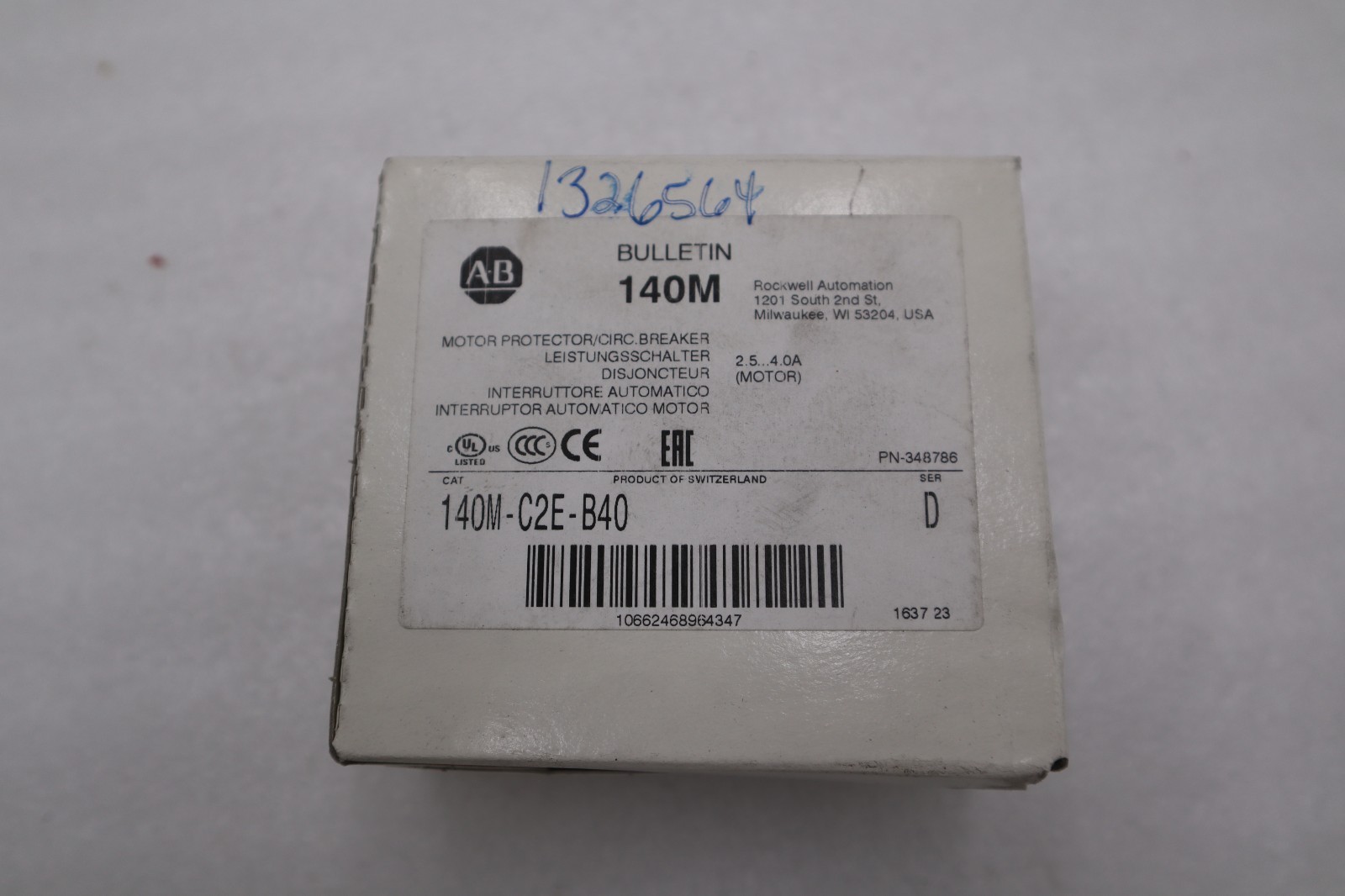 Used NEW OPEN BOX AB ALLEN BRADLEY 140M-C2E-B40 Standard Magnetic Trip STK H462A