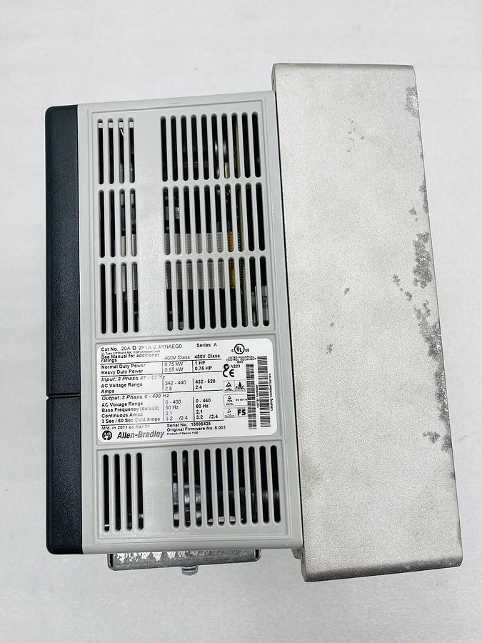 Used ALLEN BRADLEY 20AD2P1A0AYNAEG0 POWERFLEX 70 ADJUSTABLE FREQUENCY AC DRIVE #2249