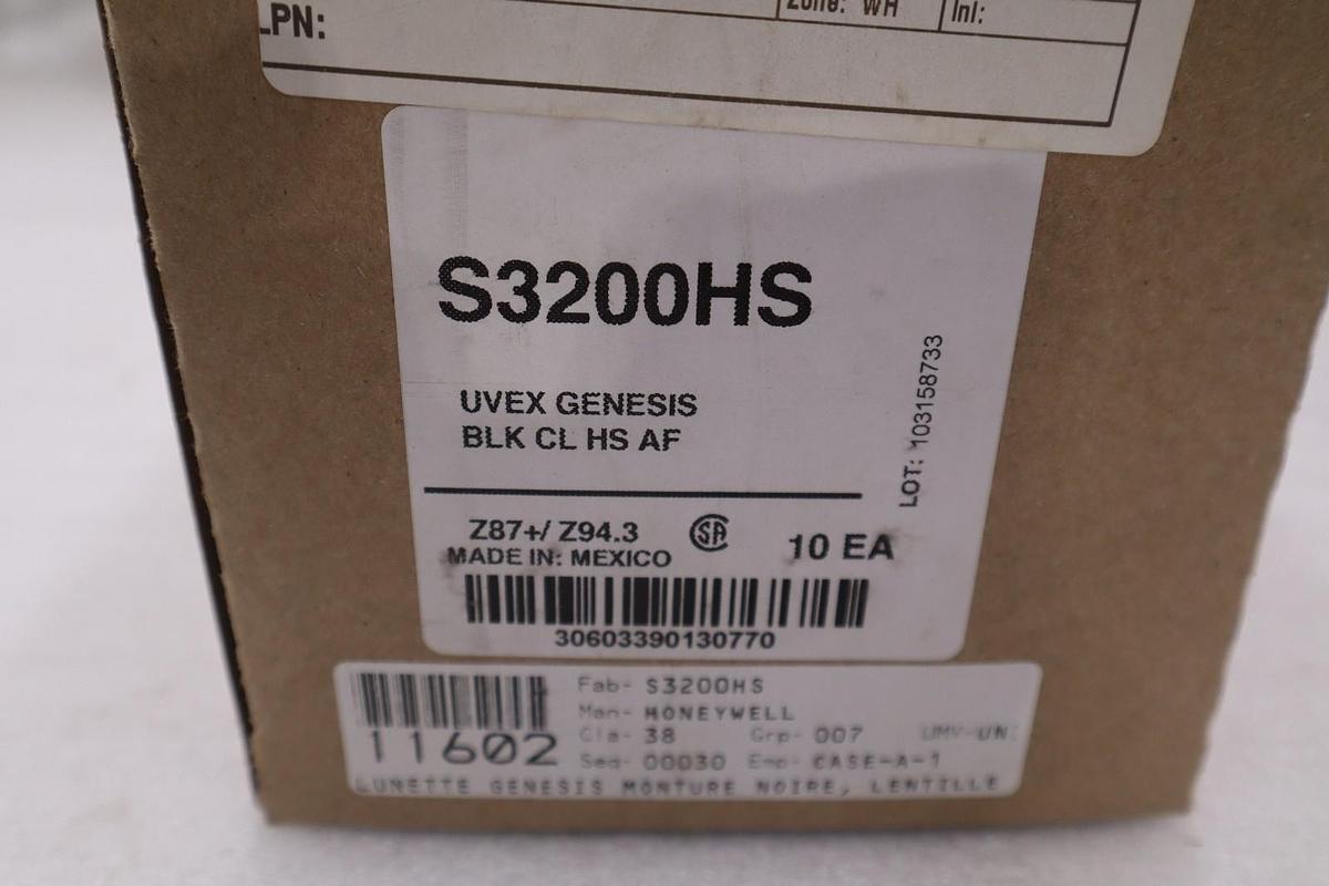 HONEYWELL S3200HS / S3200HS UVEX GENESIS BLK CL HS QT 10 - STOCK 4746A