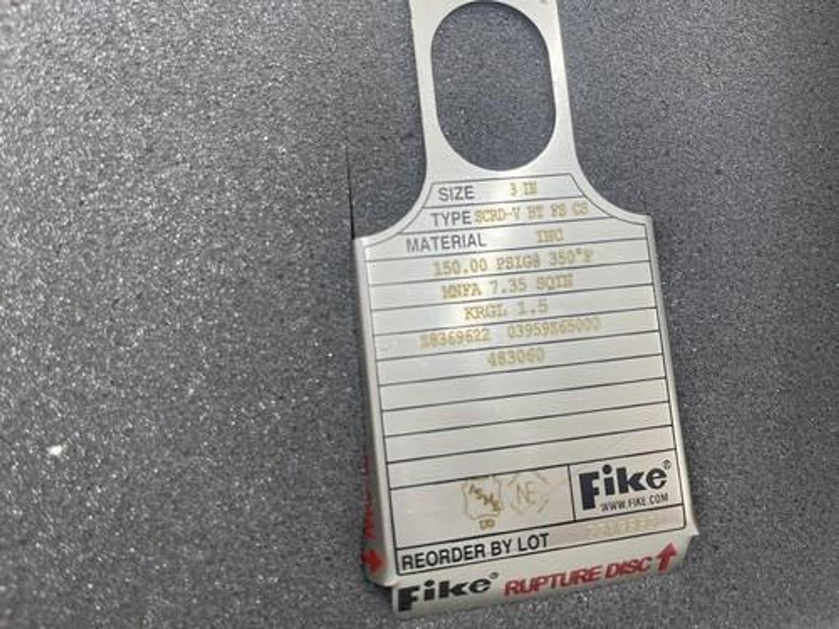 FIKE RUPTURE DISC SIZE 3 INCH scrd-v bt fs cs fike  Stock 3424