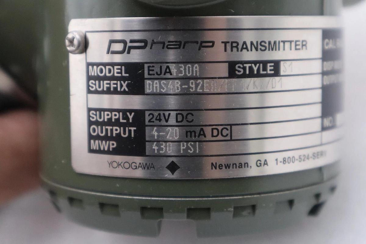 Used NEW YOKOGAWA EJA430A-DAS4B-92EA/FF1/K2/D1 24V DC 4-20 mA DC 430PSI #3481A