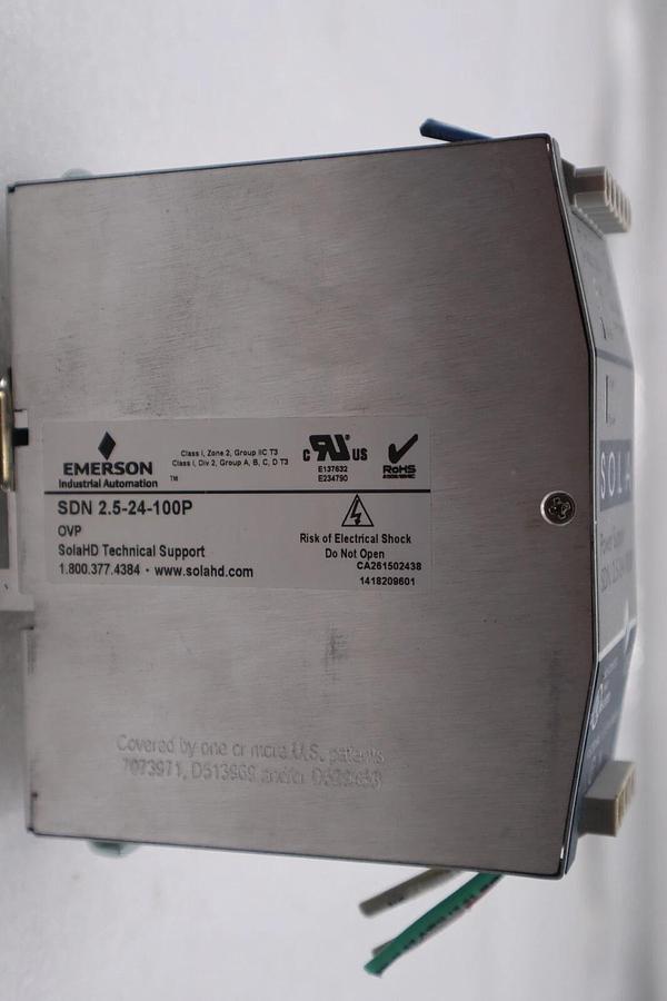 Used EMERSON SOLA SDN 2.5-24-100P POWER SUPPLY 115/230VAC STOCK #K-1889