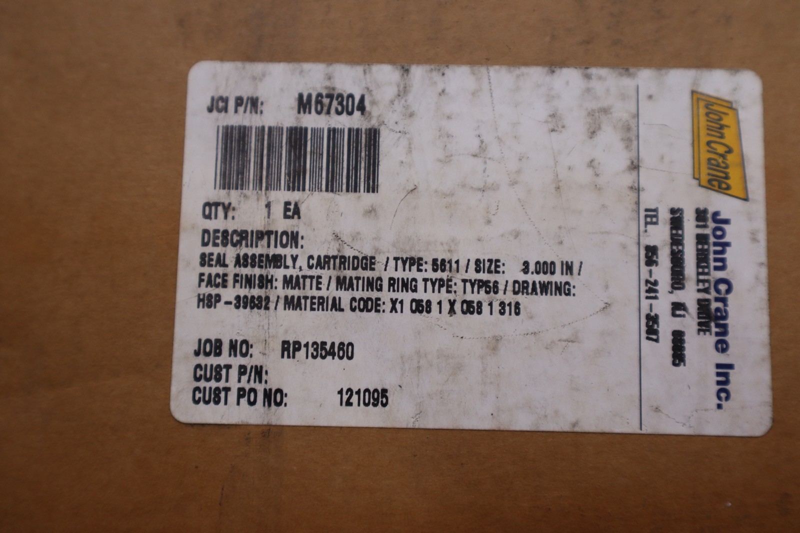 John Crane Seal Assembly 3" Type 5611 - New In Box - STOCK GF676