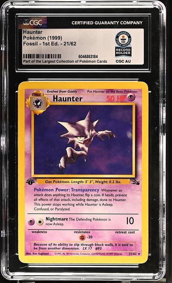 Used Pokémon Haunter 21/62 1st Ed. Fossil Rare Card 1999 English CGC WORLD RECORD