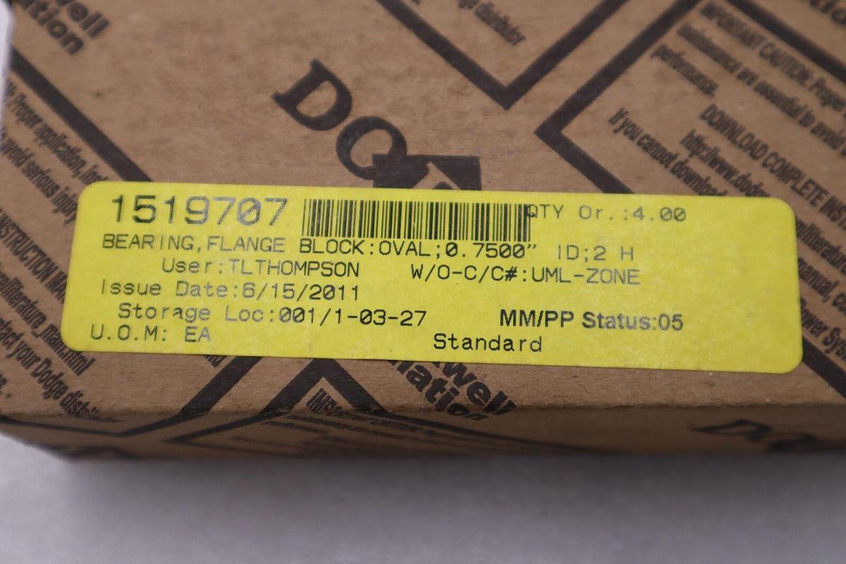 NEW IN BOX DODGE 124175 F2B-SC-012-NL 3/4" Bearing Block STOCK H613A