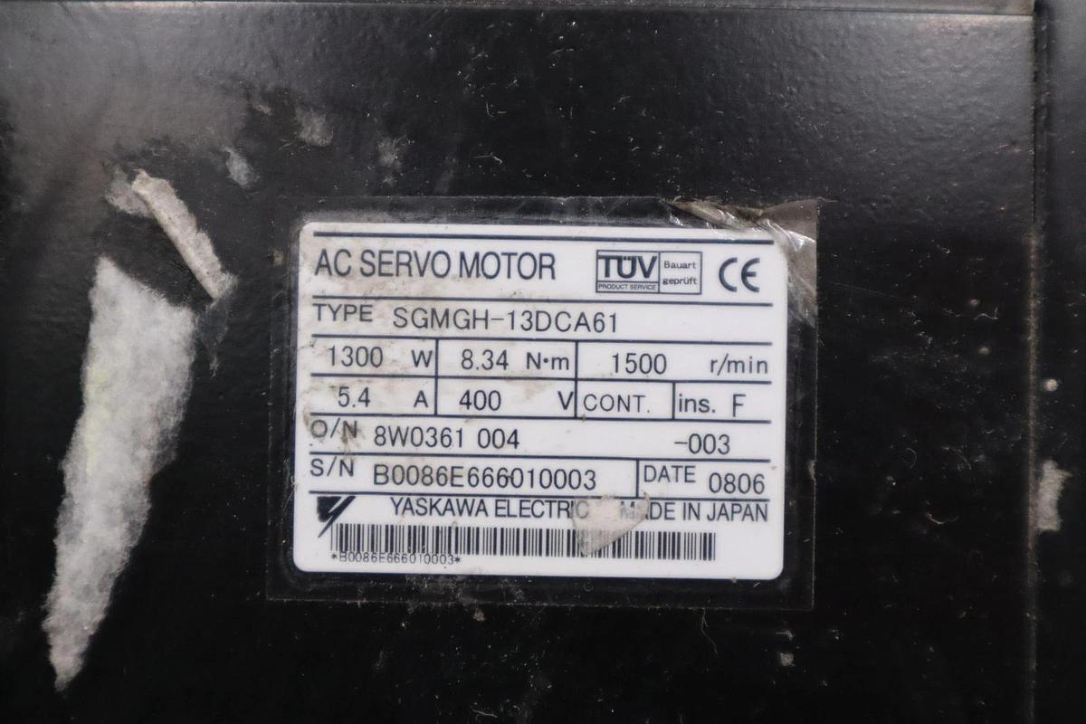 Used YASKAWA SGMGV-13D3A61 AC SERVO MOTOR SGMGV13D3A61 STOCK H1574