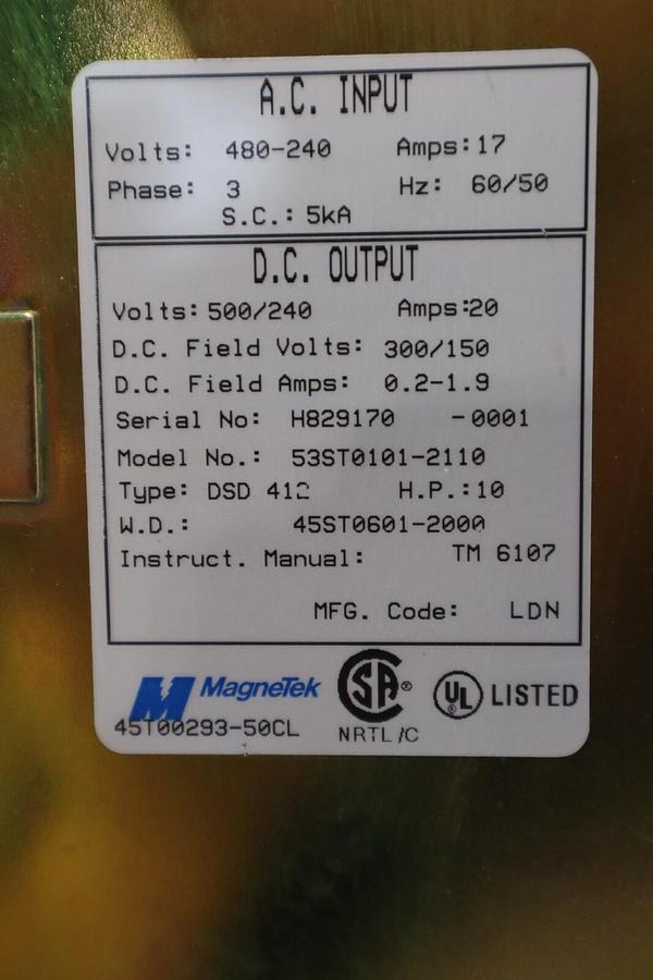 Used MAGNETEK DSD 412 53ST0101-2110 10HP DC DRIVE STOCK 4901-A