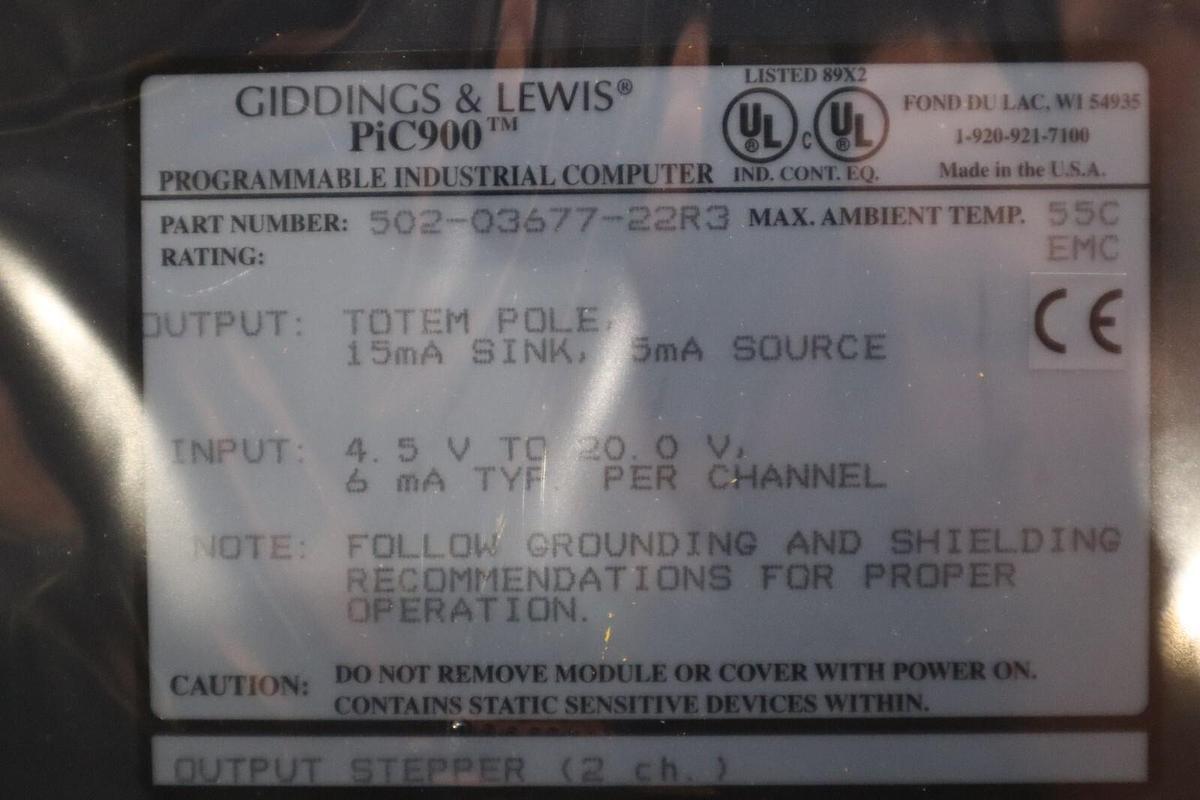 NEW Giddings & Lewis 502-03677-22R3 PiC900 Stepper Module STOCK 3799A