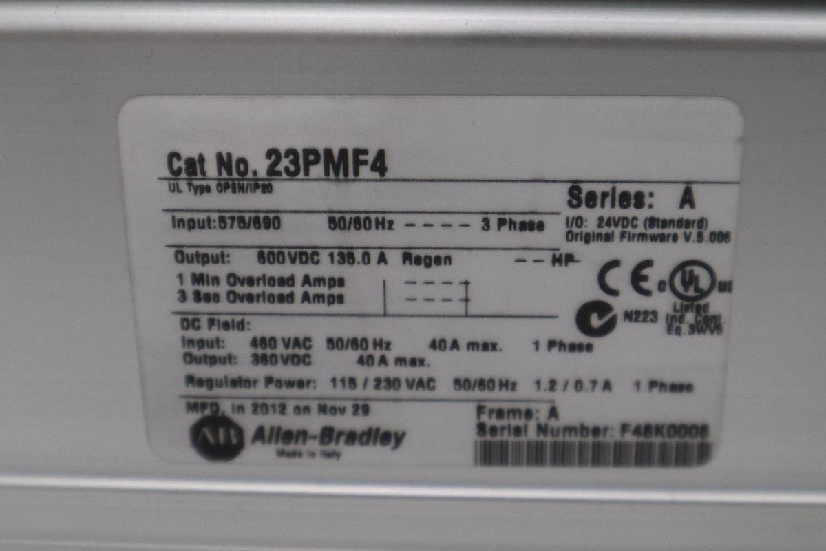 Used ALLEN-BRADLEY 23PMF4 POWERFLEX DC STANDALONE REGULATOR - STOCK SGF81