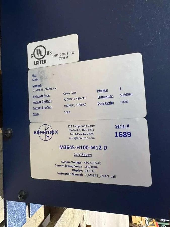 Used BONITRON M3645-H100-M12-D 460-480VAC 150/100A - STOCK CC-19