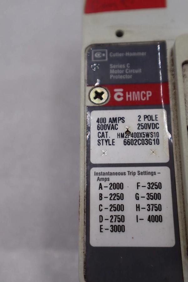 Used CUTLER-HAMMER HM2P400X5WS10 MOTOR CIRCUIT PROTECTOR SERIES C STOCK #3213