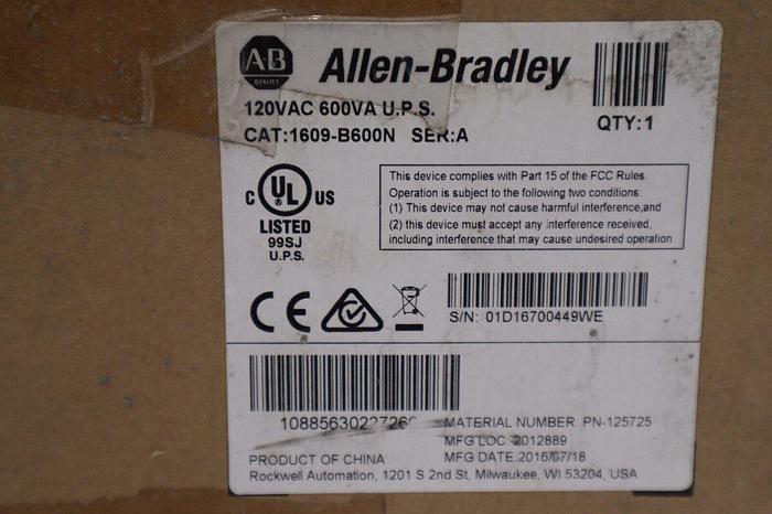 NEW ALLEN BRADLEY 1609-B600N /A 1609-B POWER SUPPLY 120VAC 600VA 1609B600N #5620